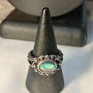 P25. Vintage 925 Sterling Silver Abalone Shell Swirl RING Stamped NV Size6